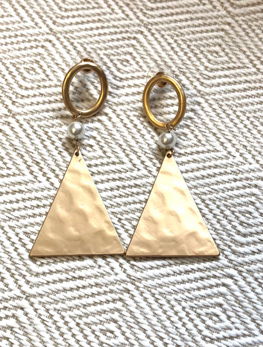 Jane Marie Triangle Earrings With Pearl