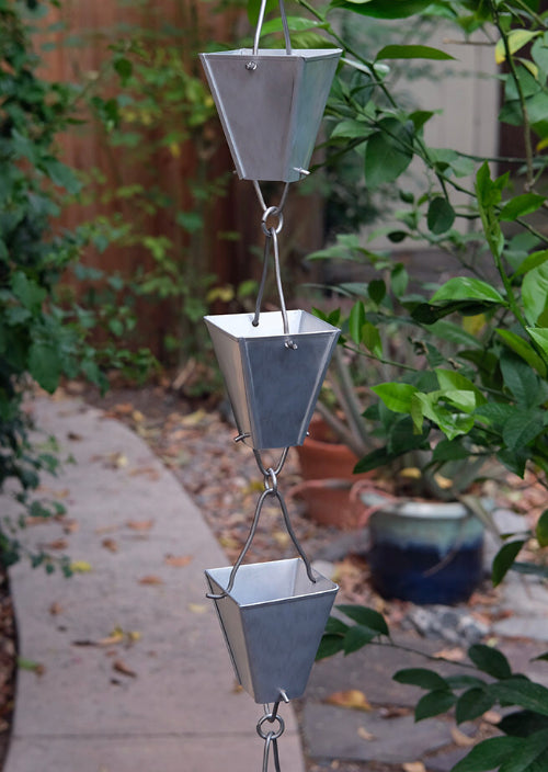 Rain Chain Tapered Square Cups Aluminum