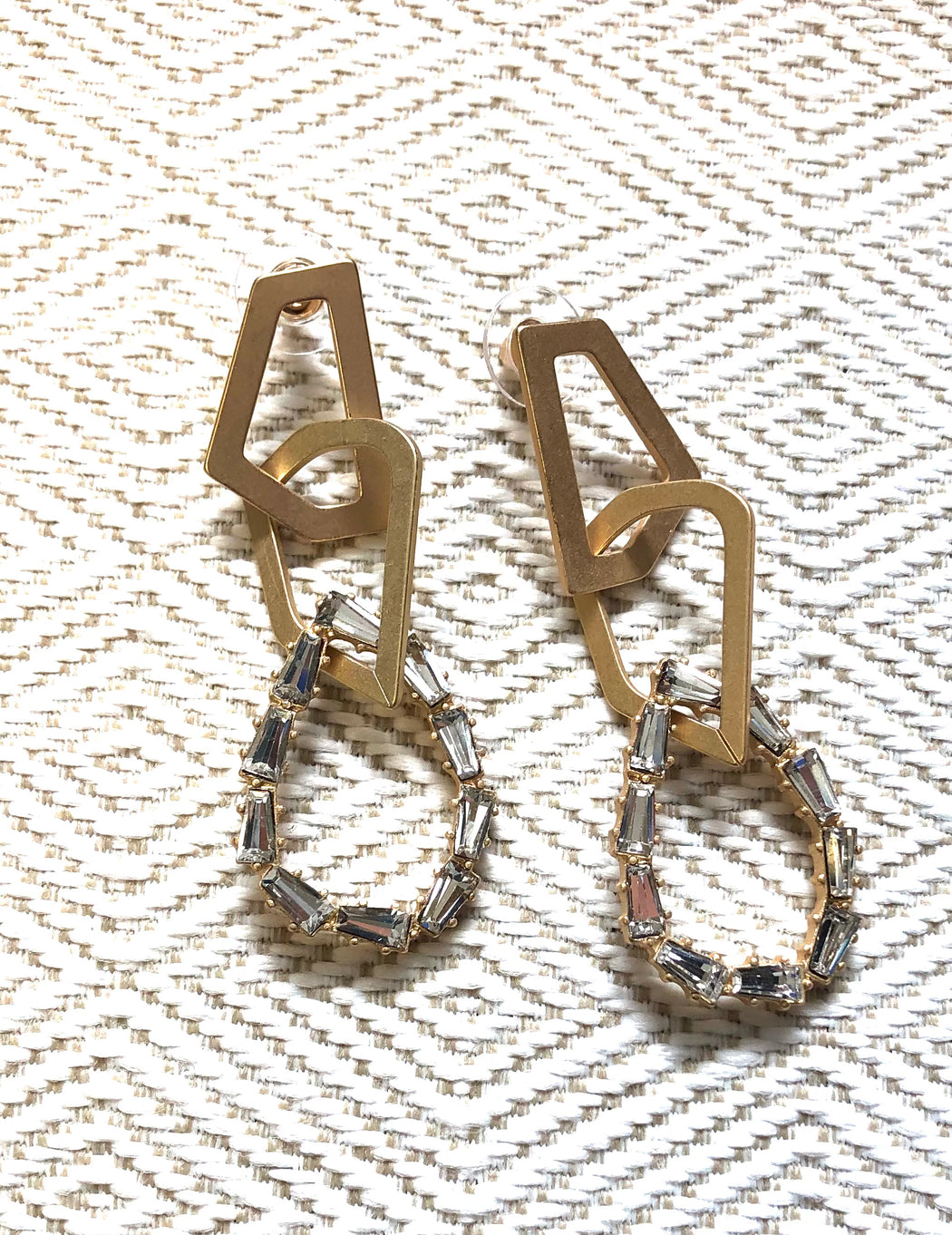 Jane Marie Double Gold With Crystal Interlocking Earring